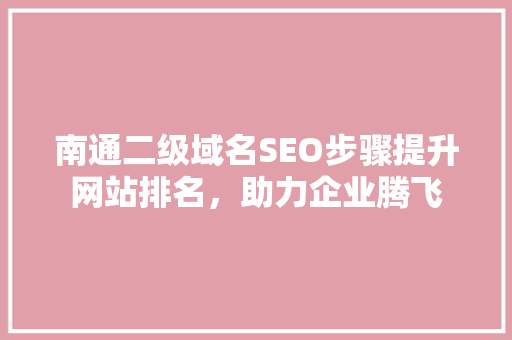 南通二级域名SEO步骤提升网站排名，助力企业腾飞