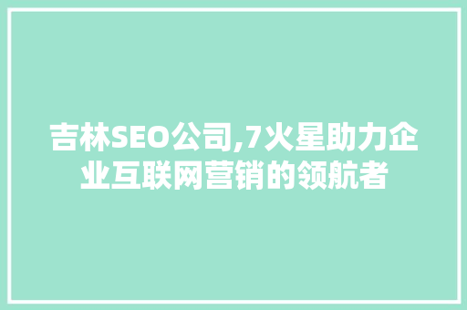 吉林SEO公司,7火星助力企业互联网营销的领航者