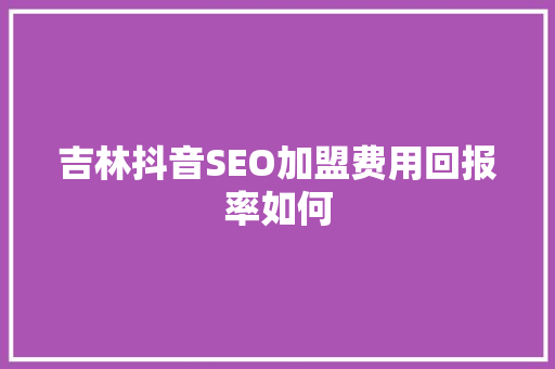 吉林抖音SEO加盟费用回报率如何