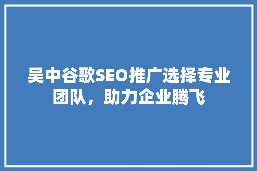 吴中谷歌SEO推广选择专业团队，助力企业腾飞
