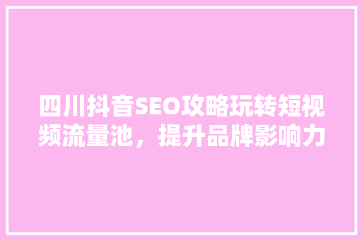 四川抖音SEO攻略玩转短视频流量池，提升品牌影响力