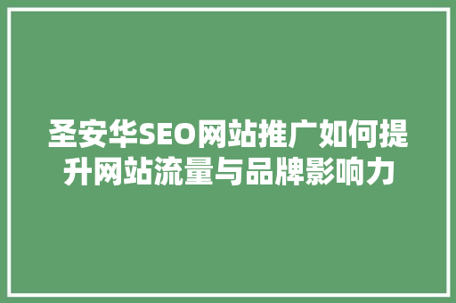 圣安华SEO网站推广如何提升网站流量与品牌影响力