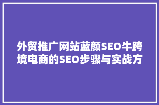 外贸推广网站蓝颜SEO牛跨境电商的SEO步骤与实战方法  第1张
