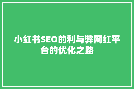 小红书SEO的利与弊网红平台的优化之路