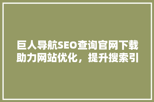 巨人导航SEO查询官网下载助力网站优化，提升搜索引擎排名