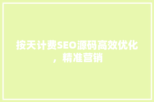 按天计费SEO源码高效优化，精准营销