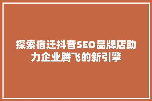 探索宿迁抖音SEO品牌店助力企业腾飞的新引擎  第1张