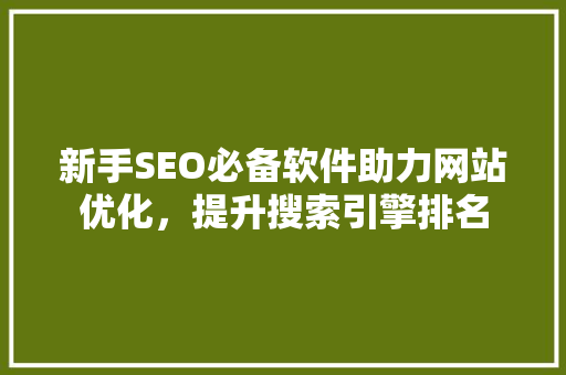 新手SEO必备软件助力网站优化，提升搜索引擎排名
