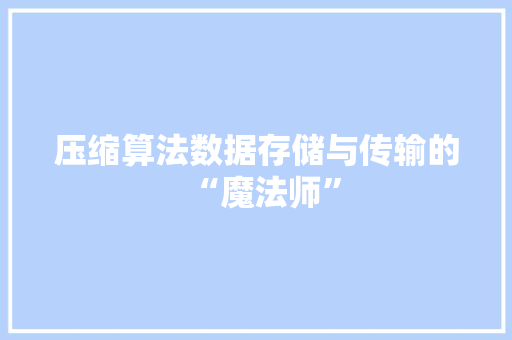 压缩算法数据存储与传输的“魔法师”