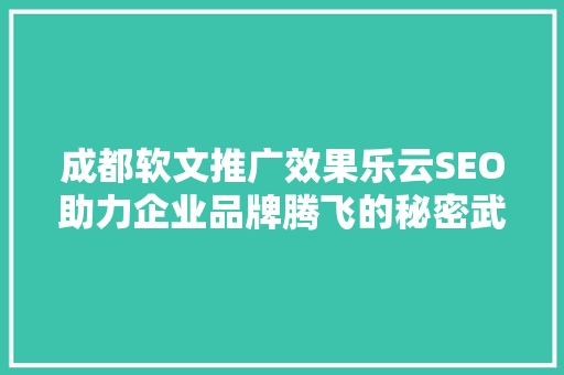 成都软文推广效果乐云SEO助力企业品牌腾飞的秘密武器  第1张