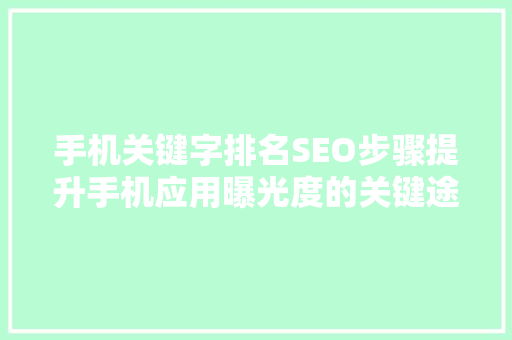 手机关键字排名SEO步骤提升手机应用曝光度的关键途径