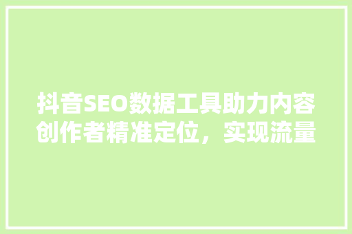 抖音SEO数据工具助力内容创作者精准定位，实现流量爆发
