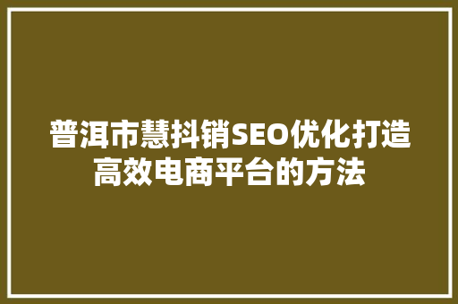 普洱市慧抖销SEO优化打造高效电商平台的方法