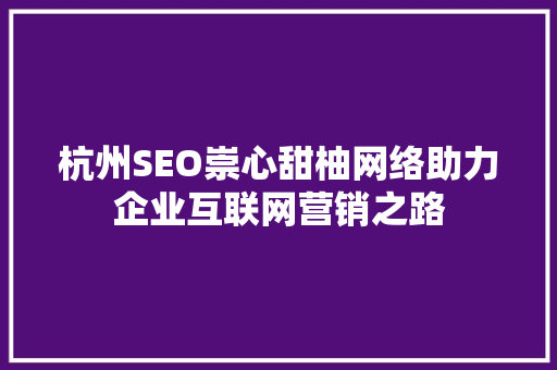 杭州SEO崇心甜柚网络助力企业互联网营销之路