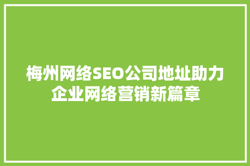 梅州网络SEO公司地址助力企业网络营销新篇章  第1张