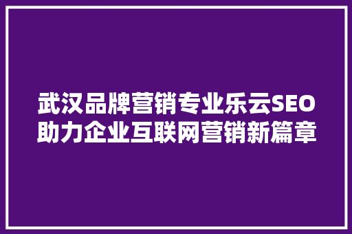 武汉品牌营销专业乐云SEO助力企业互联网营销新篇章