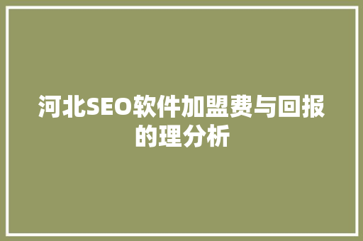 河北SEO软件加盟费与回报的理分析