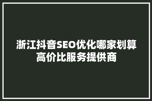 浙江抖音SEO优化哪家划算高价比服务提供商