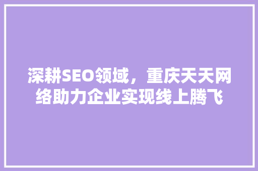 深耕SEO领域，重庆天天网络助力企业实现线上腾飞