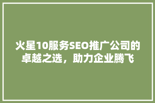 火星10服务SEO推广公司的卓越之选，助力企业腾飞