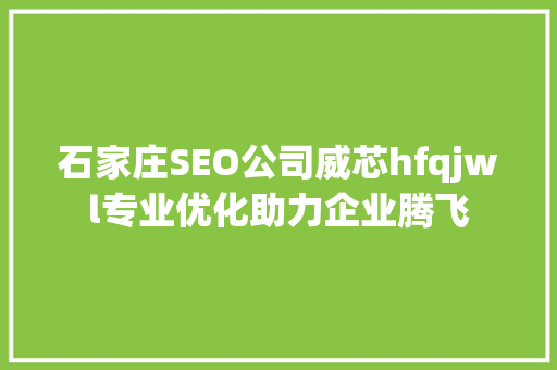 石家庄SEO公司威芯hfqjwl专业优化助力企业腾飞  第1张