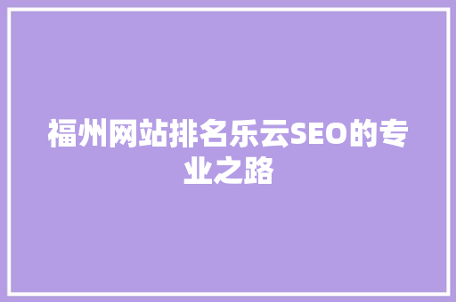 福州网站排名乐云SEO的专业之路
