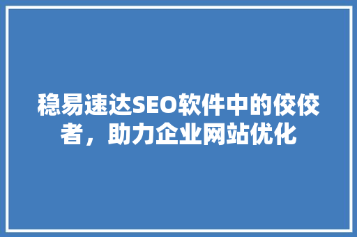 稳易速达SEO软件中的佼佼者，助力企业网站优化
