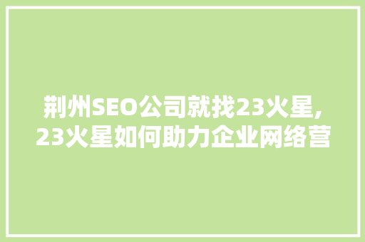 荆州SEO公司就找23火星,23火星如何助力企业网络营销