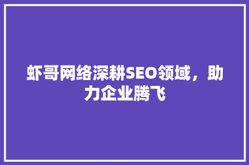 虾哥网络深耕SEO领域，助力企业腾飞