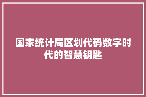 国家统计局区划代码数字时代的智慧钥匙