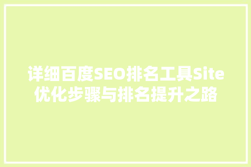 详细百度SEO排名工具Site优化步骤与排名提升之路