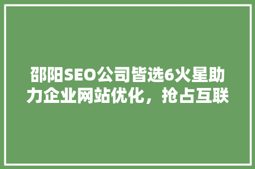 邵阳SEO公司皆选6火星助力企业网站优化，抢占互联网市场先机