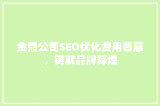 金鼎公司SEO优化费用智慧，铸就品牌辉煌