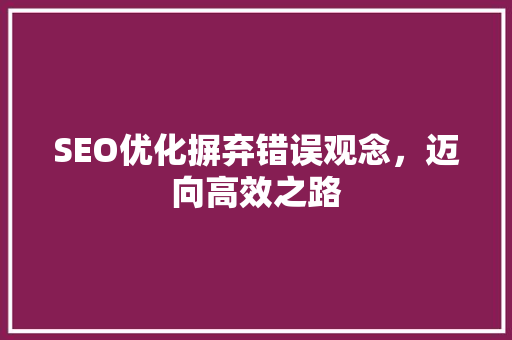 SEO优化摒弃错误观念，迈向高效之路