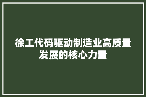 徐工代码驱动制造业高质量发展的核心力量
