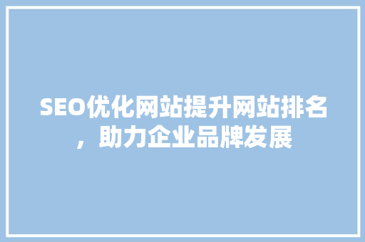 SEO优化网站提升网站排名，助力企业品牌发展