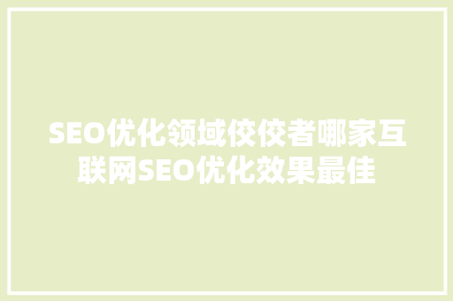 SEO优化领域佼佼者哪家互联网SEO优化效果最佳