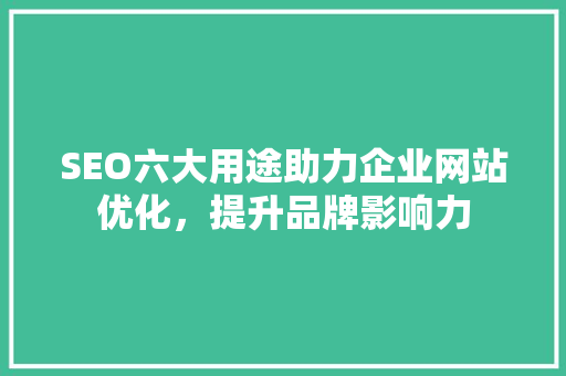 SEO六大用途助力企业网站优化，提升品牌影响力