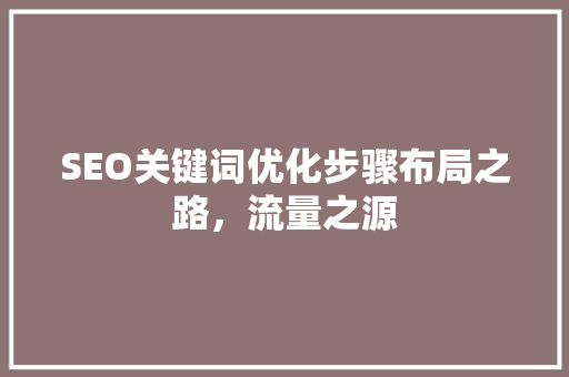 SEO关键词优化步骤布局之路，流量之源