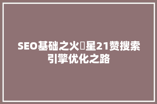 SEO基础之火乚星21赞搜索引擎优化之路