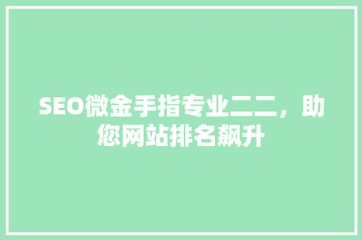 SEO微金手指专业二二，助您网站排名飙升