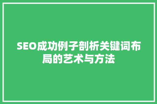 SEO成功例子剖析关键词布局的艺术与方法