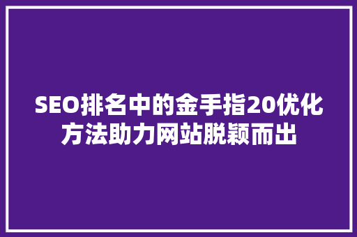 SEO排名中的金手指20优化方法助力网站脱颖而出
