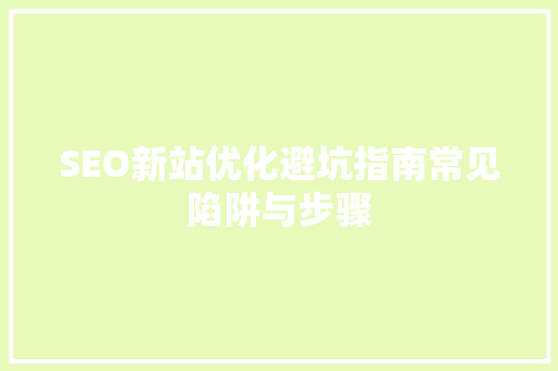 SEO新站优化避坑指南常见陷阱与步骤