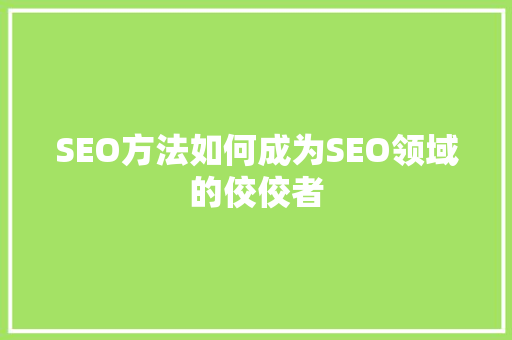 SEO方法如何成为SEO领域的佼佼者