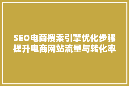 SEO电商搜索引擎优化步骤提升电商网站流量与转化率的关键