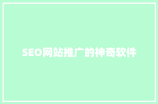 SEO网站推广的神奇软件