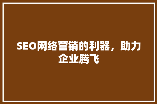 SEO网络营销的利器，助力企业腾飞