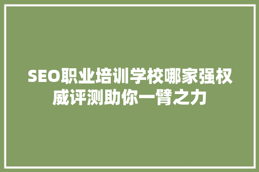 SEO职业培训学校哪家强权威评测助你一臂之力