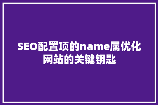 SEO配置项的name属优化网站的关键钥匙